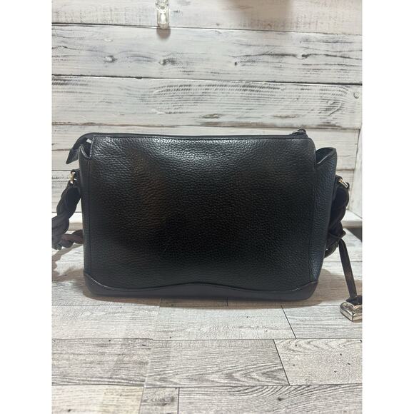 Brighton Two Tone Leather Shoulder Handbag Purse Black Brown floral interior - Picture 5 of 13